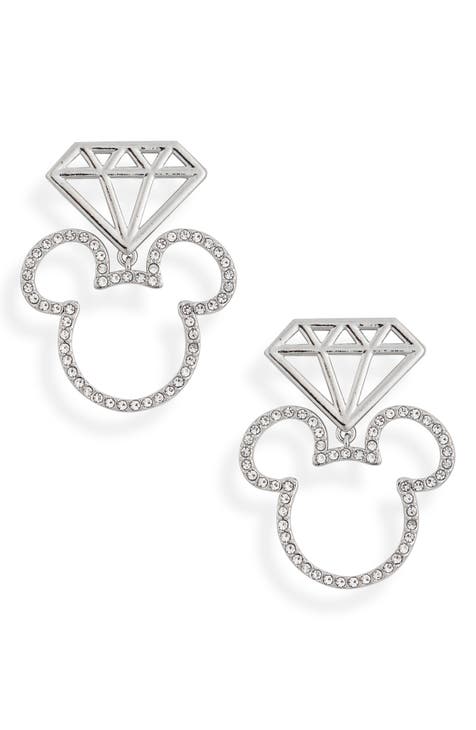 x Disney® Mickey Mouse Diamond Outline Drop Earrings