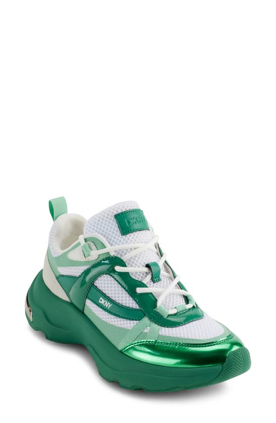 Shop Dkny Shia Sneaker In White/ Green