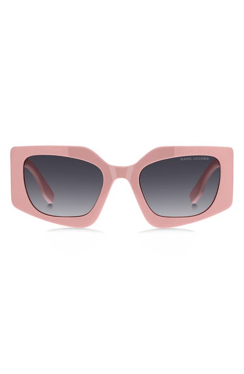 Shop Marc Jacobs 53mm Gradient Rectangular Sunglasses In Pink/dark Grey Sf