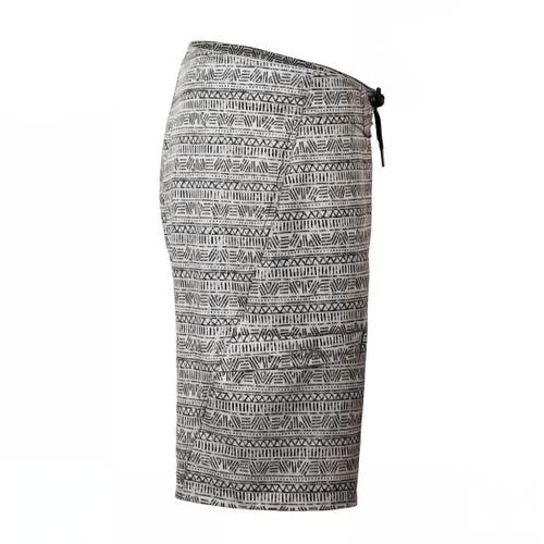 Uv Skinz Coastal Board Shorts In Cool Grey Aztec Stripe