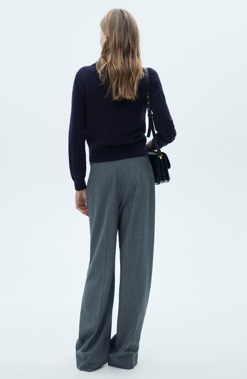 Mango Straight Fit Crewneck Sweater In Dark Navy