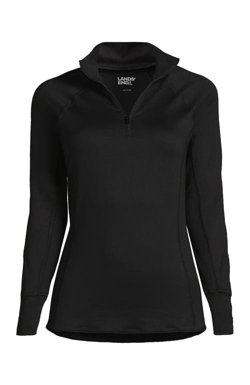 Shop Lands' End Baselayer Cozy Thermaskin Quarter Zip Top In Black