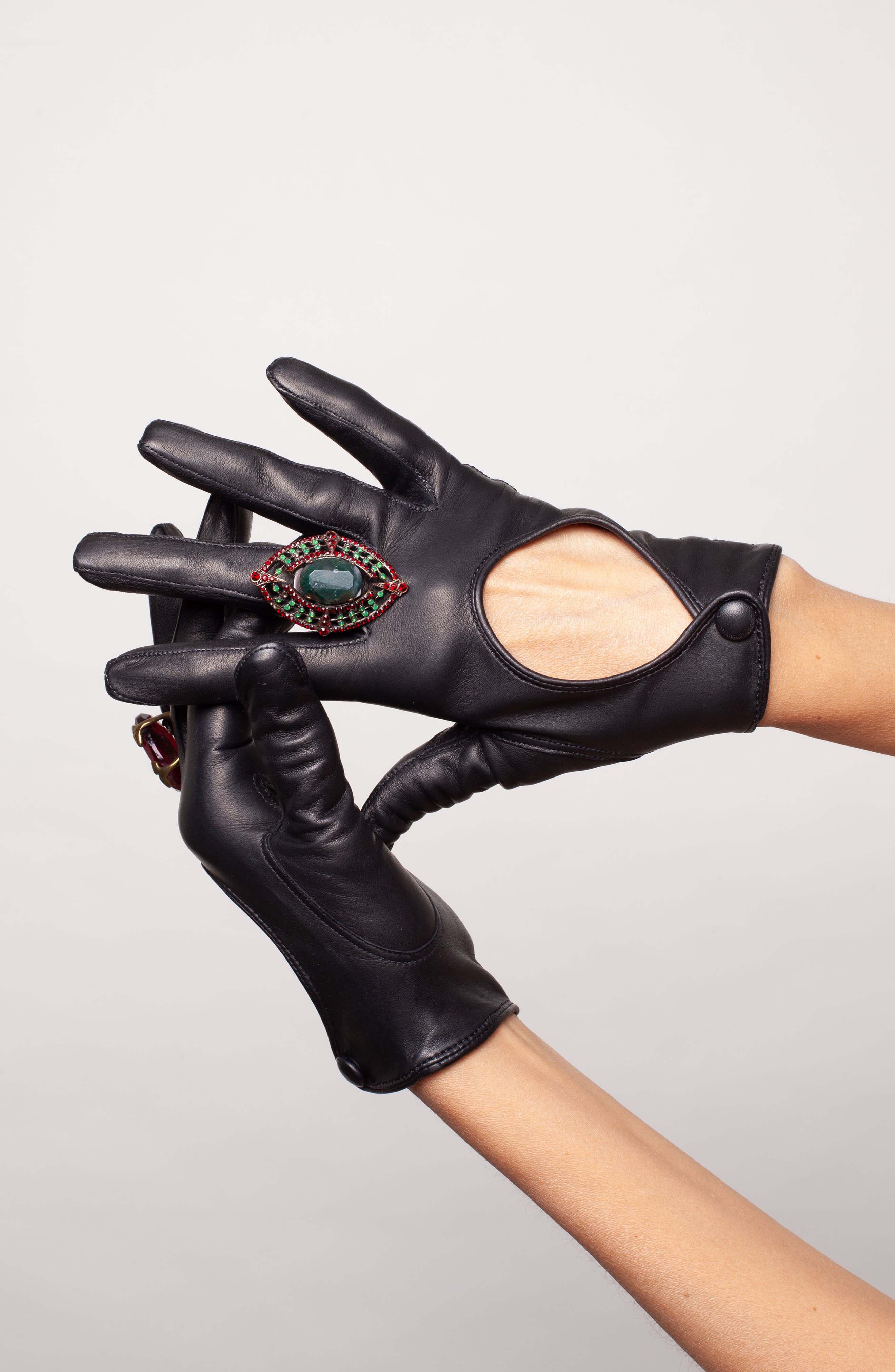 nordstrom black leather gloves