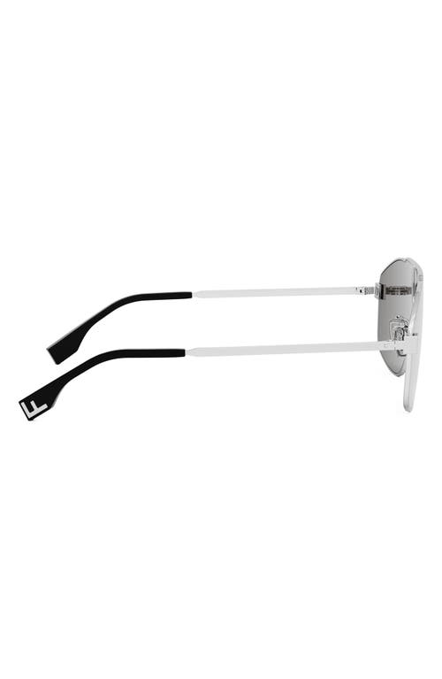 Shop Fendi ' Sky Mask Sunglasses In Shiny Palladium/smoke Mirror