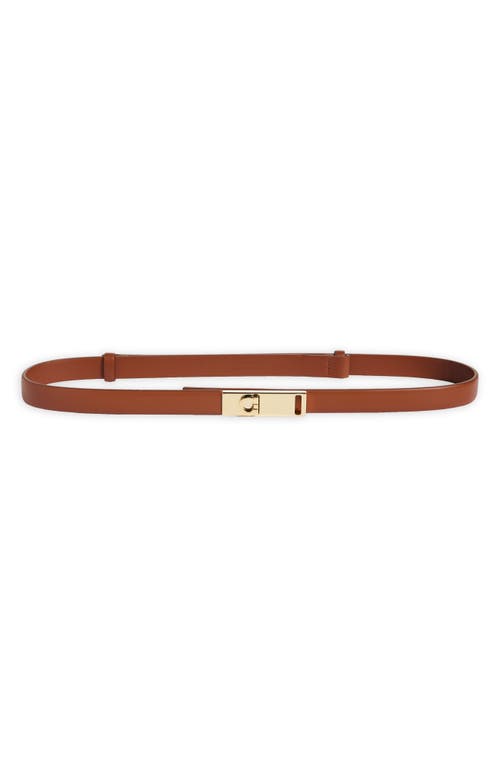 Shop Ferragamo Hug Gancio Leather Belt In New Cognac