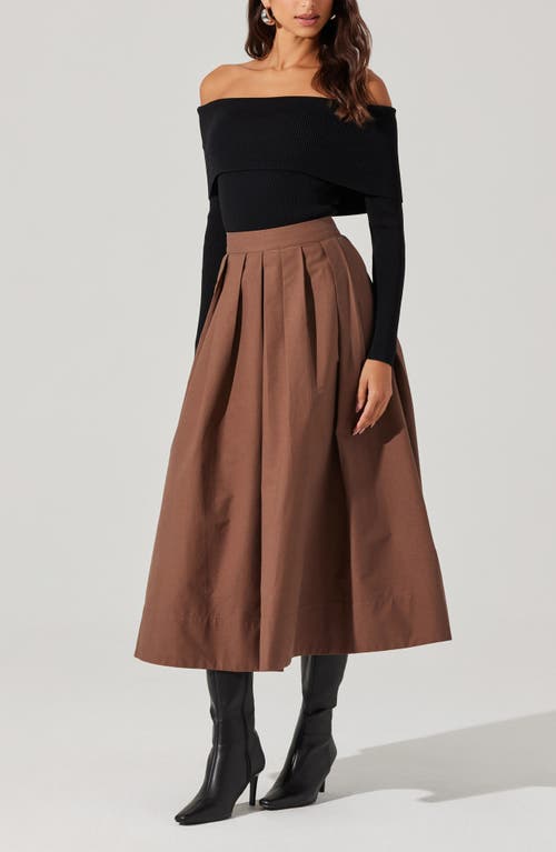 Shop Astr The Label Cotton Midi Skirt In Brown