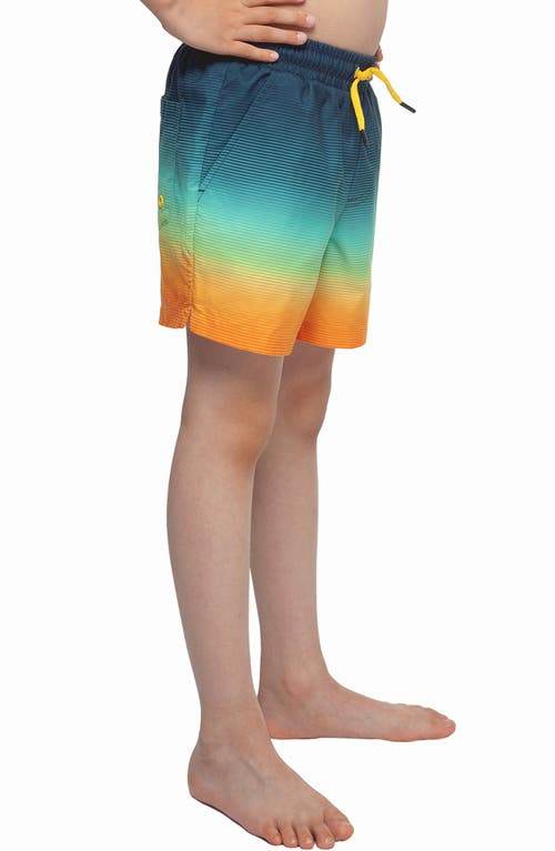 Rokka&rolla Kids' Compression Liner Swim Trunks Upf 50+ In Neon Stripe
