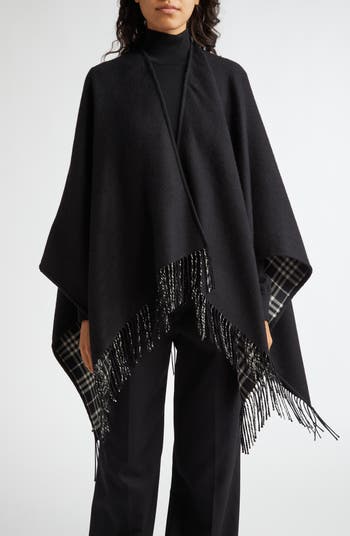 Reversible Open Front Wool Cape