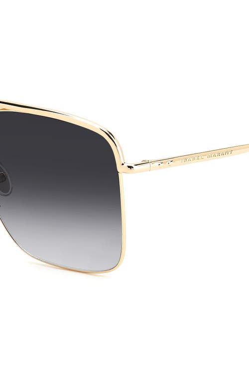 Isabel Marant Wild Metal 62mm Gradient Oversize Rectangular Sunglasses In Rose Gold/grey Shaded
