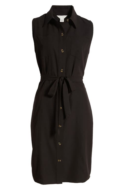 Caslonr Caslon(r) Sleeveless Tie Waist Dress In Black