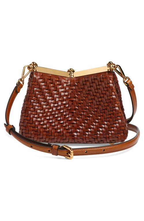 Shop Etro Small Vela Woven Leather Shoulder Bag In M0124 Walnut