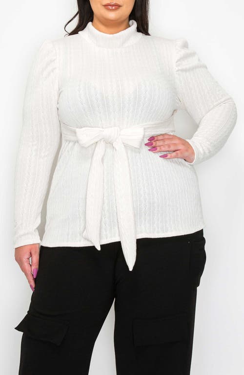 Shop L I V D Catriona Waist Tie Mock Neck Sweater In Ivory