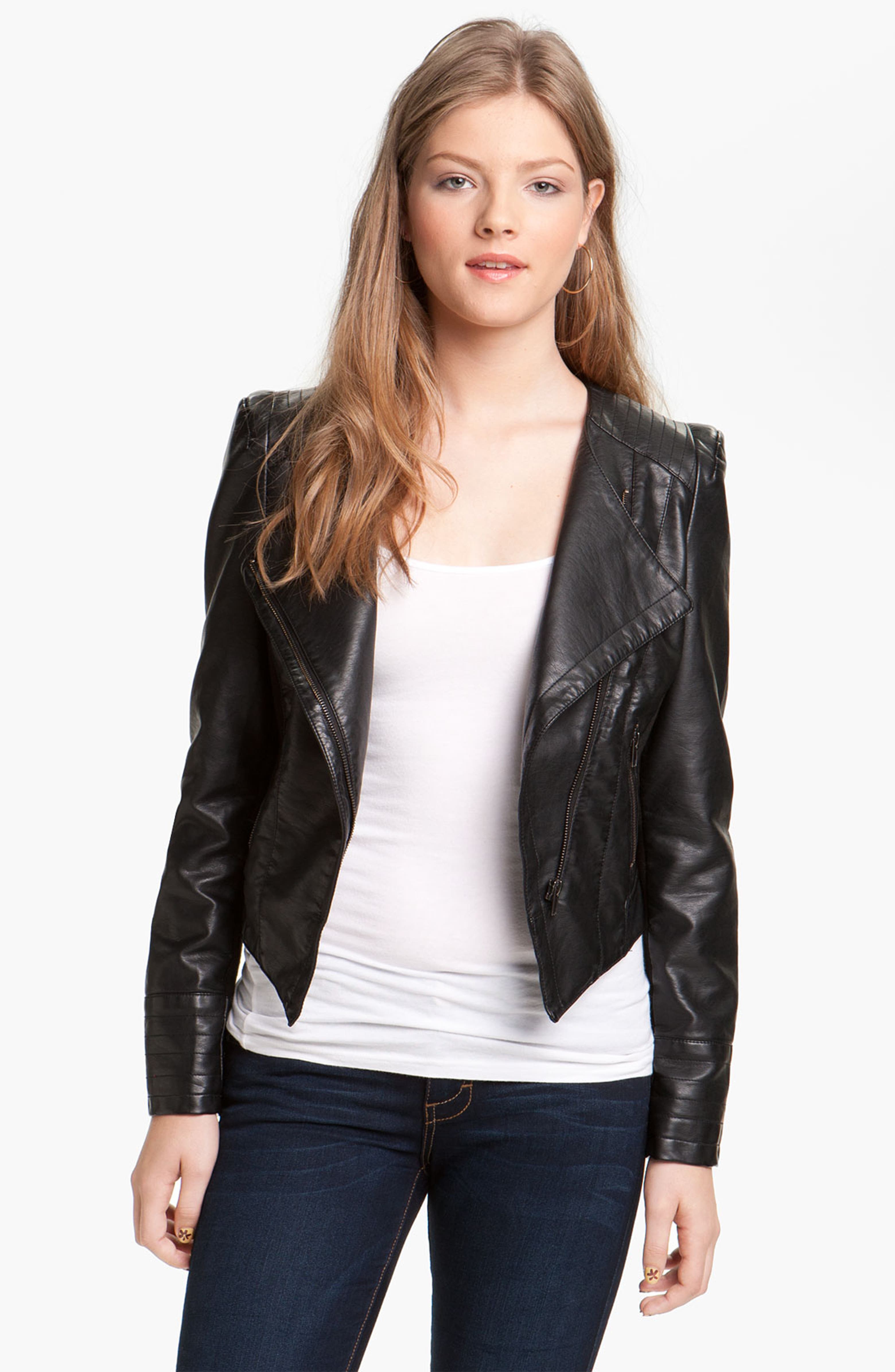 Thread & Supply Faux Leather Moto Jacket (Juniors) (Online Only ...