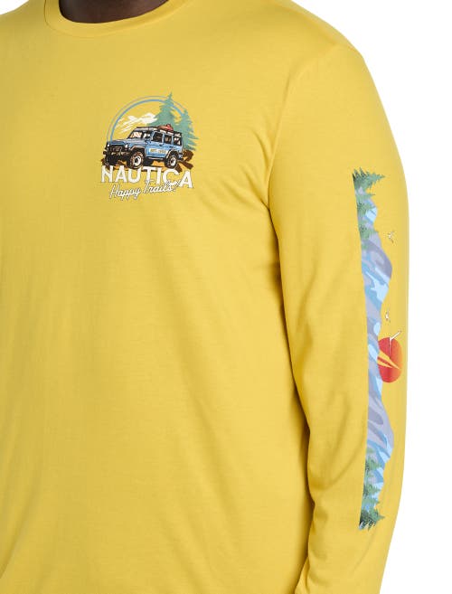 Nautica Mens Big & Tall Long-sleeve Graphic T-shirt In Lightning Gold