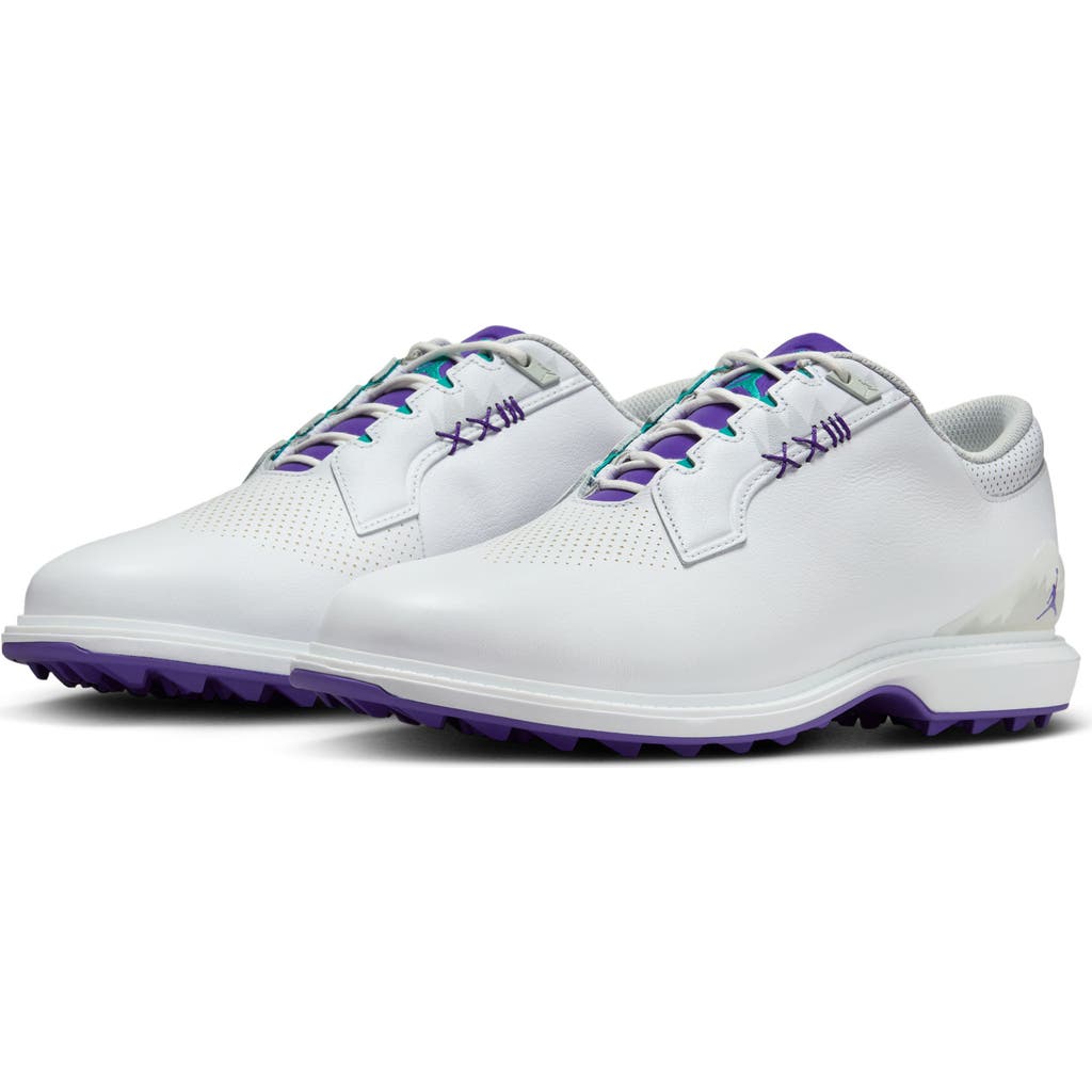 Jordan Adg 5 Golf Shoe In White/grape Ice/emerald Rise
