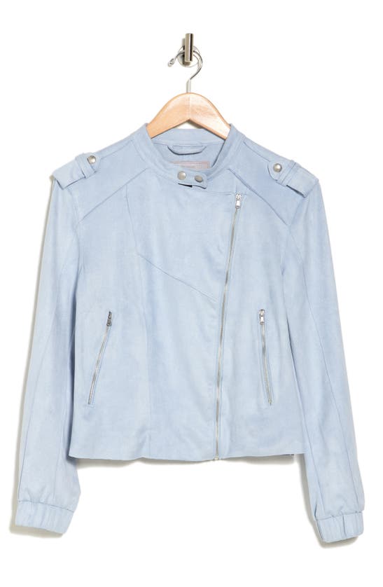 Blanknyc Faux Suede Moto Bomber In Thundercloud