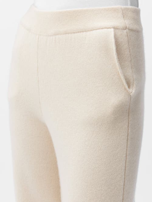 Gobi Mongolian Cashmere Organic Color Cashmere Wide-leg Pants In Off White