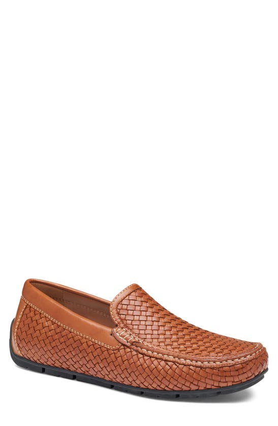 Shop Johnston & Murphy Baldin Woven Moc Toe Driving Shoe In Tan Sheepskin