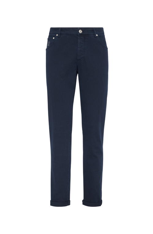 Shop Brunello Cucinelli Garment-dyed Trousers In Night