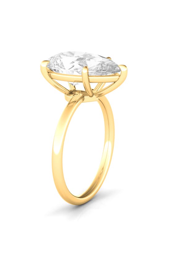 Hautecarat 18k White Gold Pear Lab Created Diamond Engagement Ring In 18k Yellow Gold
