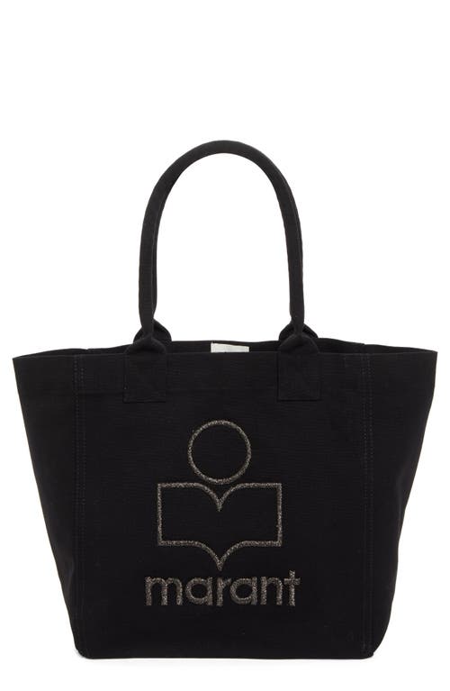 Shop Isabel Marant Small Yenky Embroidered Logo Tote In Black