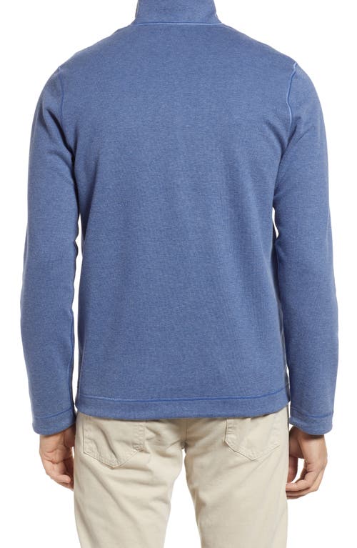 Johnston & Murphy Reversible Quarter Zip Pullover In Blue/light Gray