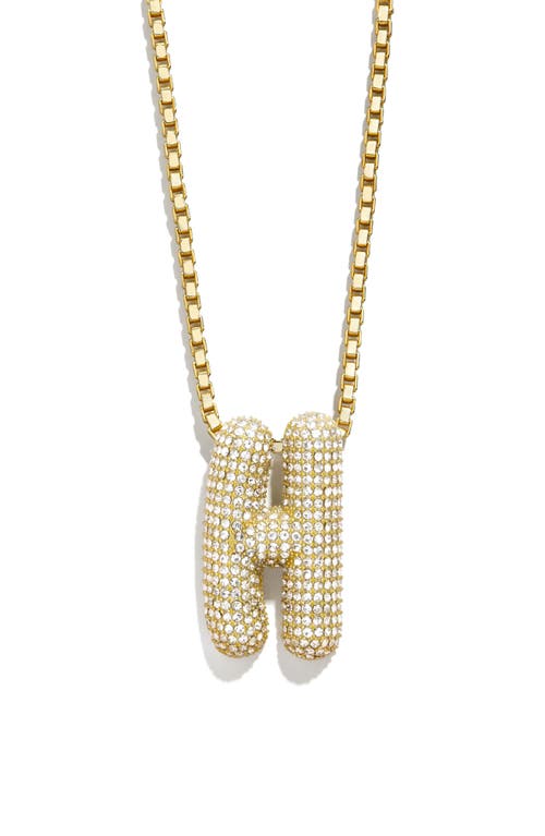 Pavé Crystal Bubble Initial Pendant Necklace in Gold H