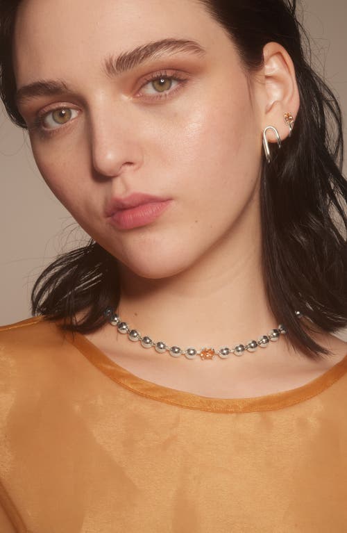 Lady Grey Selene Ball Chain Necklace In Silver/peach
