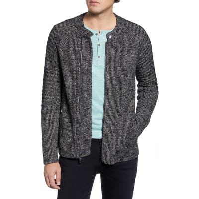 John Varvatos Rib Zip Cardigan, Black