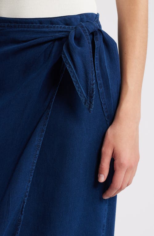 Shop Mango Milos Denim Sarong Skirt In Open Blue