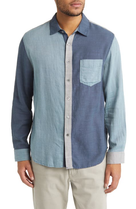 Wyatt Colorblock Cotton Button-Up Shirt