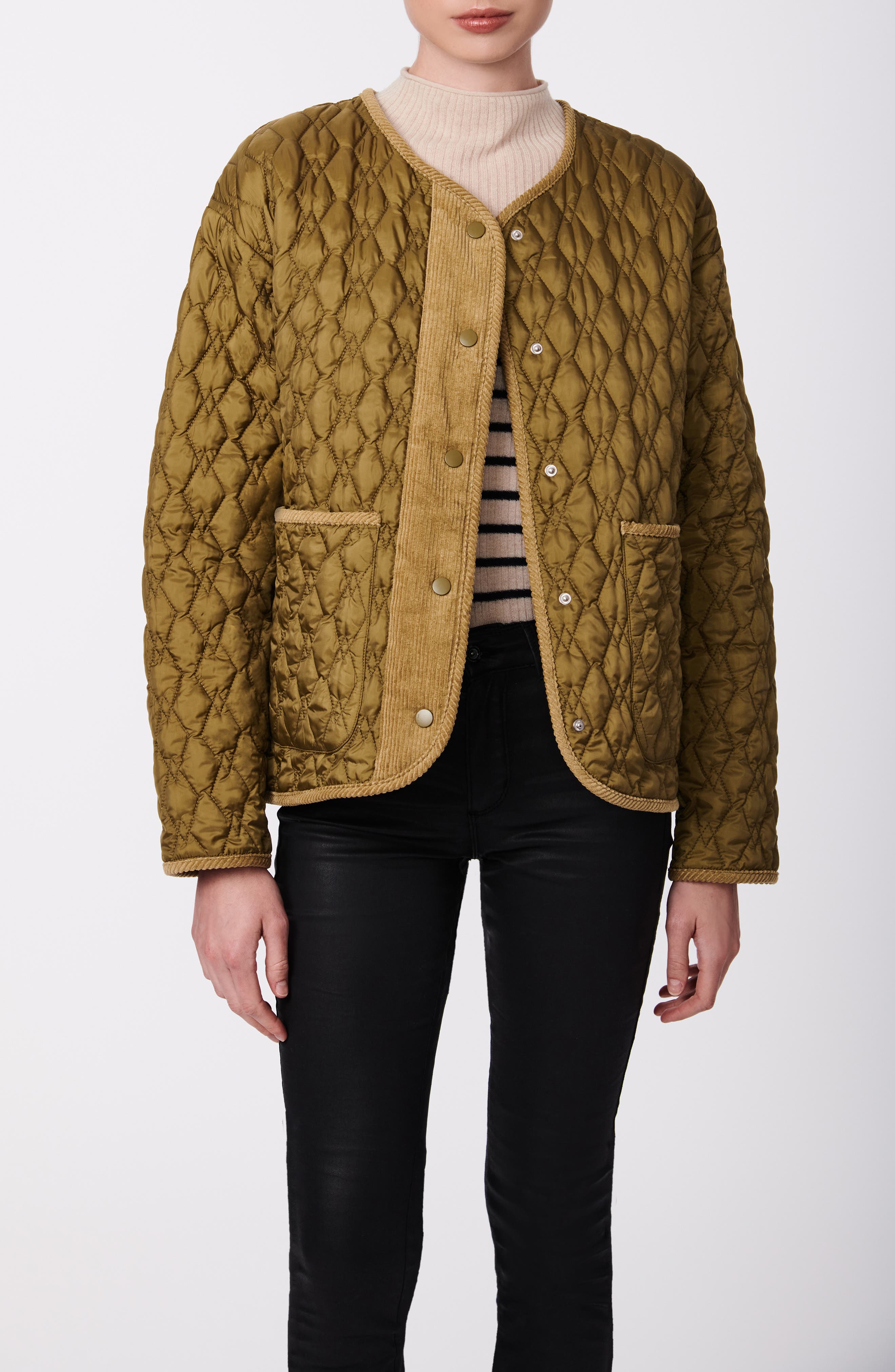 Corduroy Trim Quilted Liner Jacket 