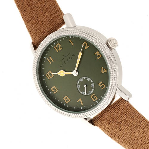 Shop Elevon Northrop Wool-overlaid Leather-band Watch In Camel/green