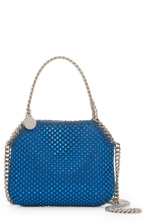 Bright Blue Leather Box Handbag Crossbody Bag Blue Camera 