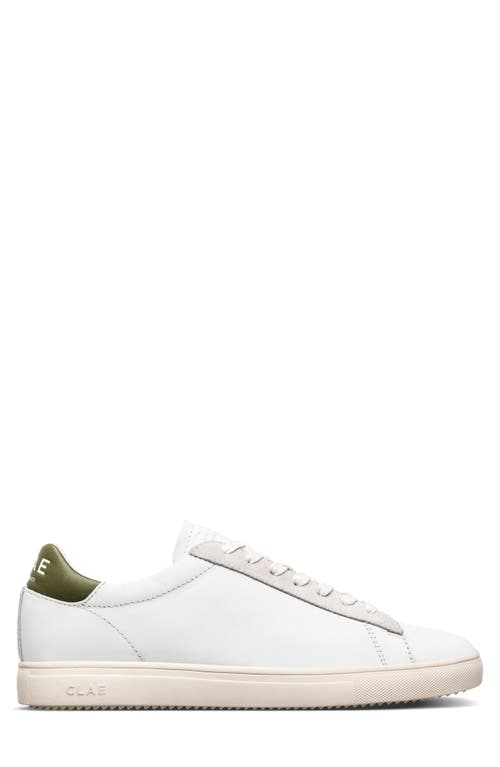 Shop Clae Bradley California Sneaker In White/olive Leather