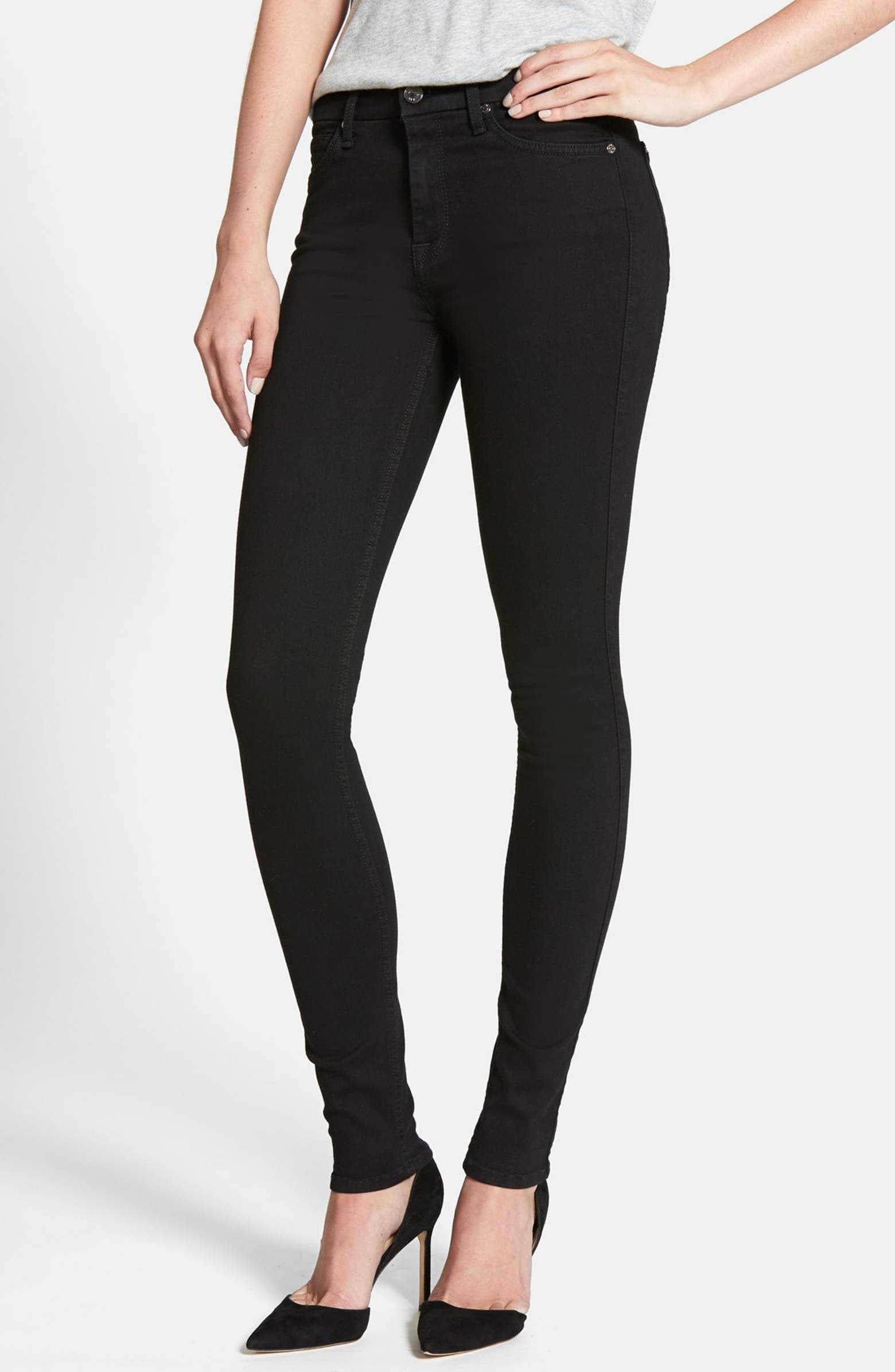 7 For All Mankind® 'Slim Illusion Luxe' High Waist Skinny Jeans (Black ...