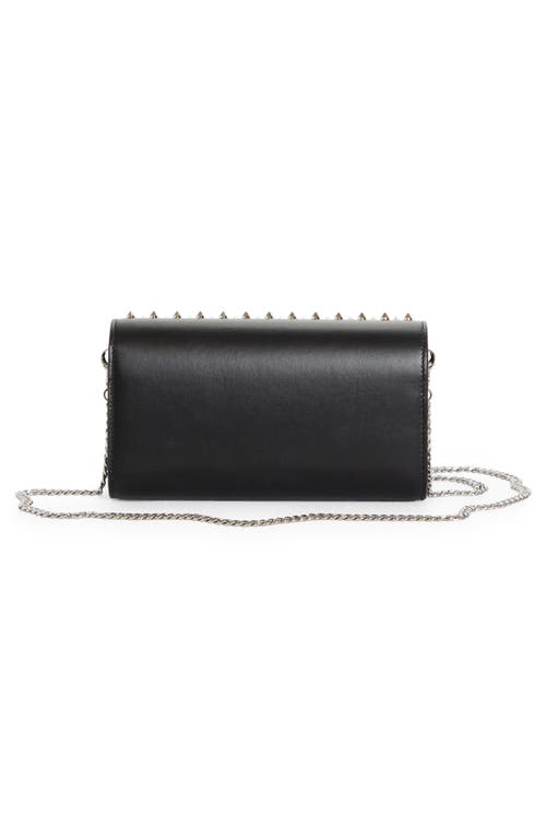 Shop Christian Louboutin Paloma Spike Leather Wallet On A Chain In Bk65 Black/silver