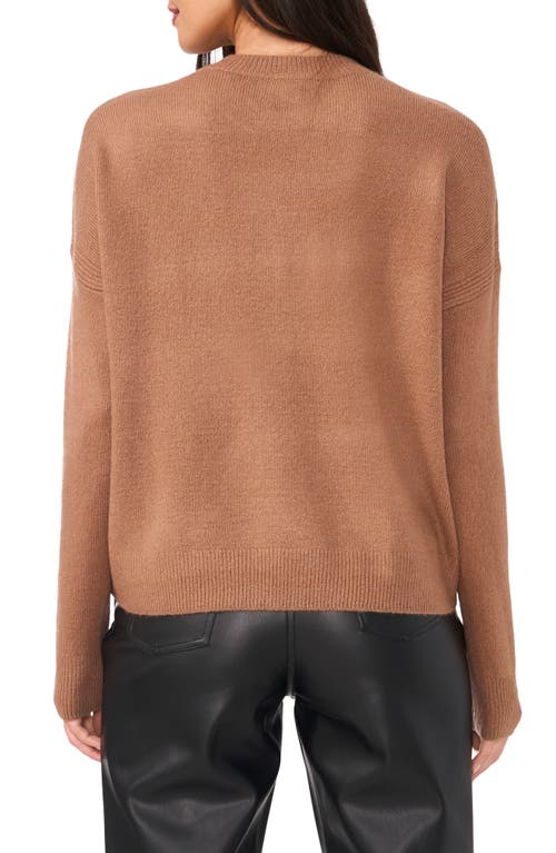 Shop Vince Camuto Cropped Crewneck Sweater In Cocoa