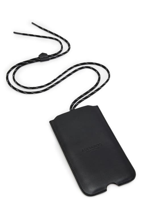 AllSaints Cybelle Leather Phone Holder on a Lanyard in Black at Nordstrom