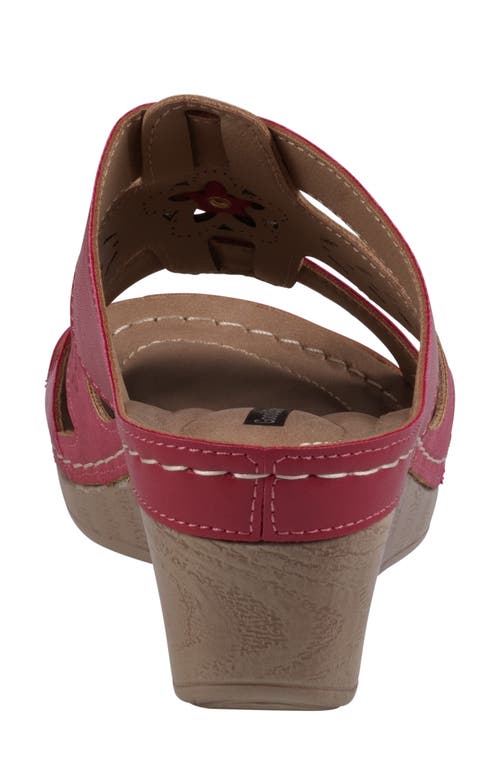 Gc Shoes Spring Red Open Toe Triple Band Flower Wedge Sandals In Red