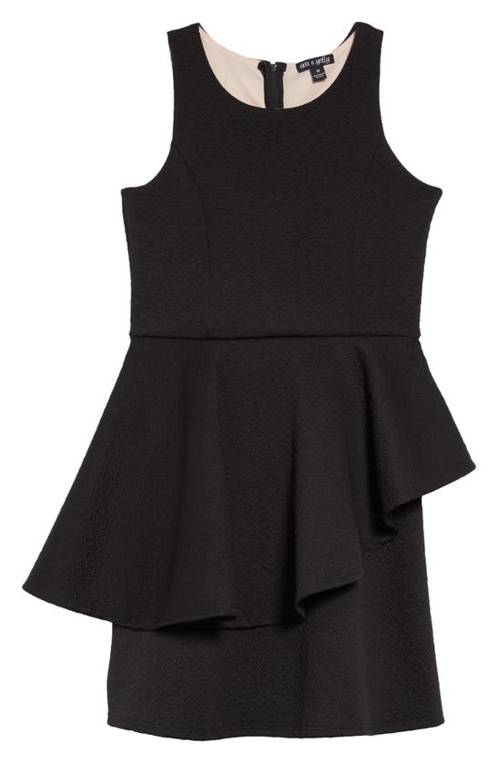 Ava & Yelly Kids' Textured Tiered Dress In Black/ Pink