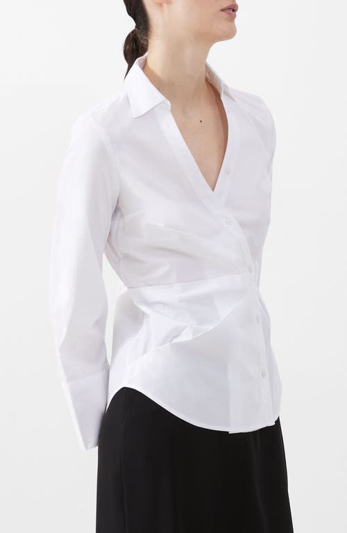 Shop French Connection Isabelle Asymmetric Cotton Shirt In Linen Whit