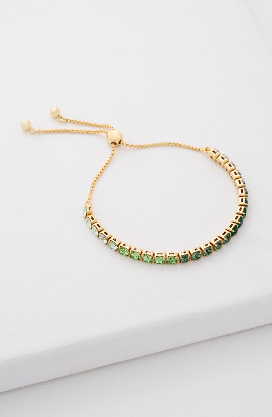 Shop Ted Baker Melrah Ombré Crystal Slider Bracelet In Gold Tone/ Green Ombre