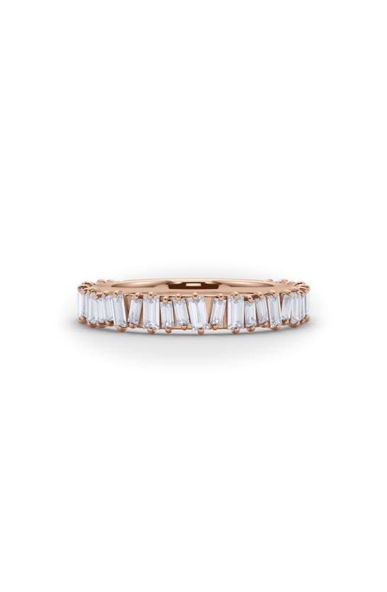Hautecarat Lab Created Baguette Diamond Band Ring In 18k Rose Gold