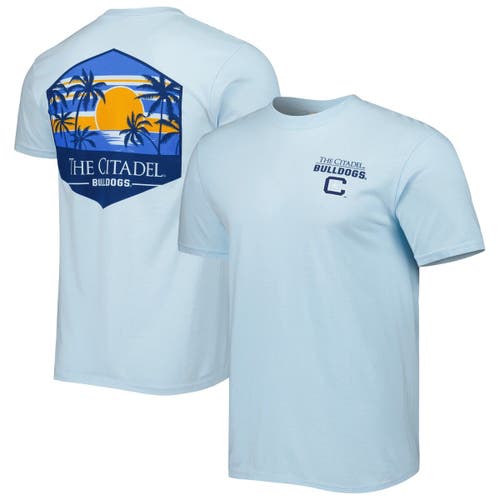 IMAGE ONE Men's Light Blue Citadel Bulldogs Landscape Shield T-Shirt