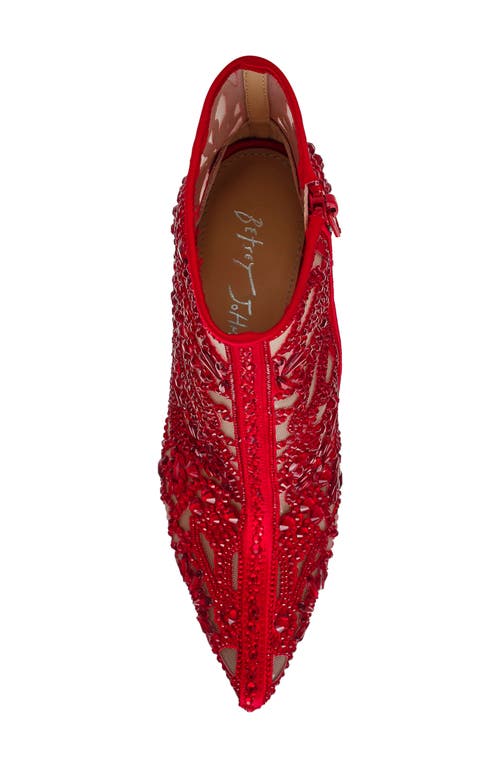 Betsey Johnson Bolt Womens Sheer Pointed Toe Booties In Red