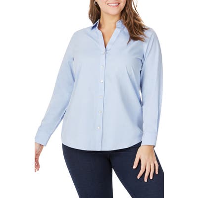 Plus Size Foxcroft Chrissy Non-Iron Shirt, Blue