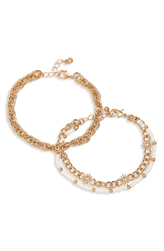 Shop Melrose And Market Set Of 2 Solar Charm Chain Bracelets In White- Gold