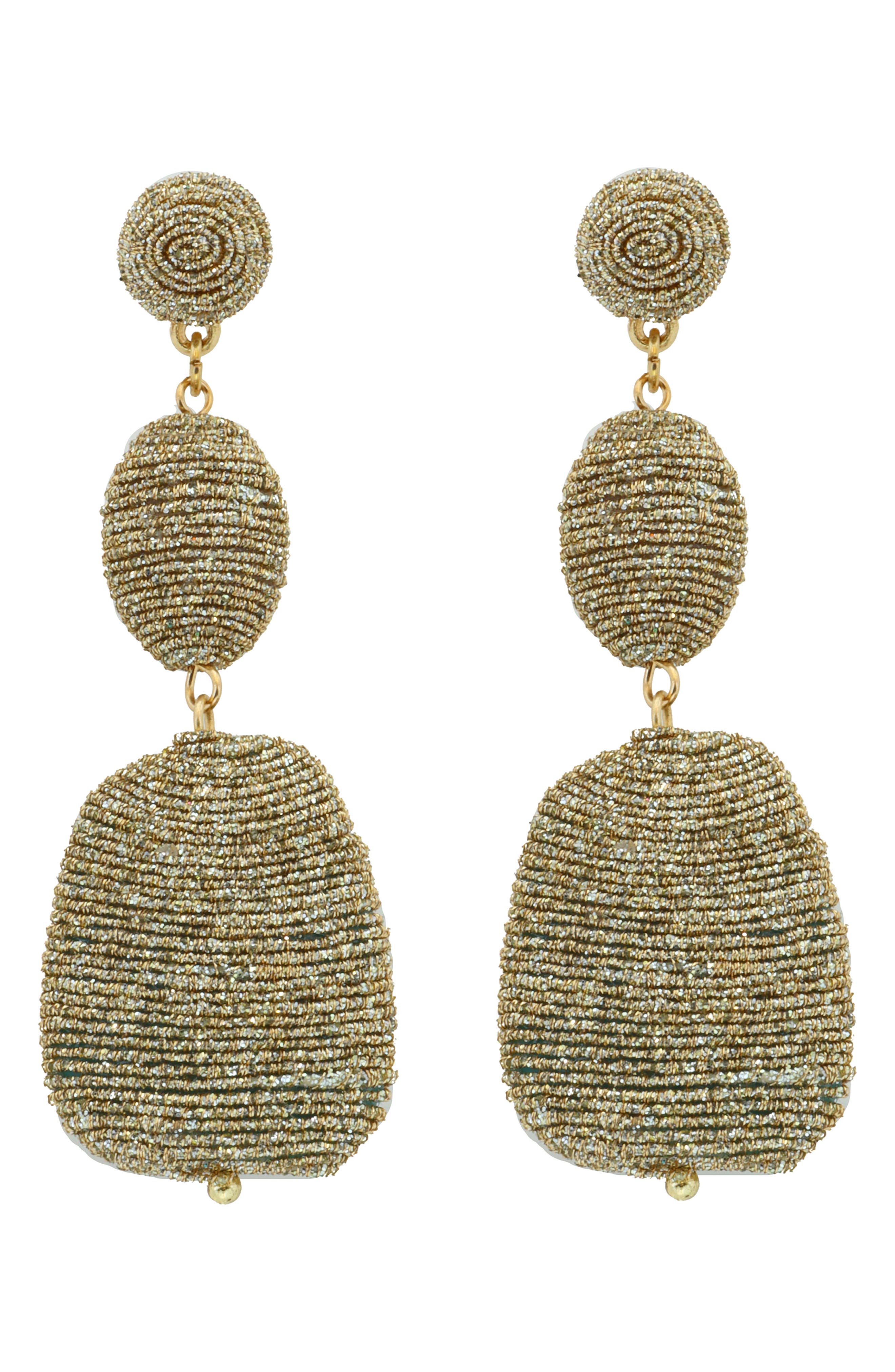 Panacea Metallic Thread Drop Earrings in Gold Cover