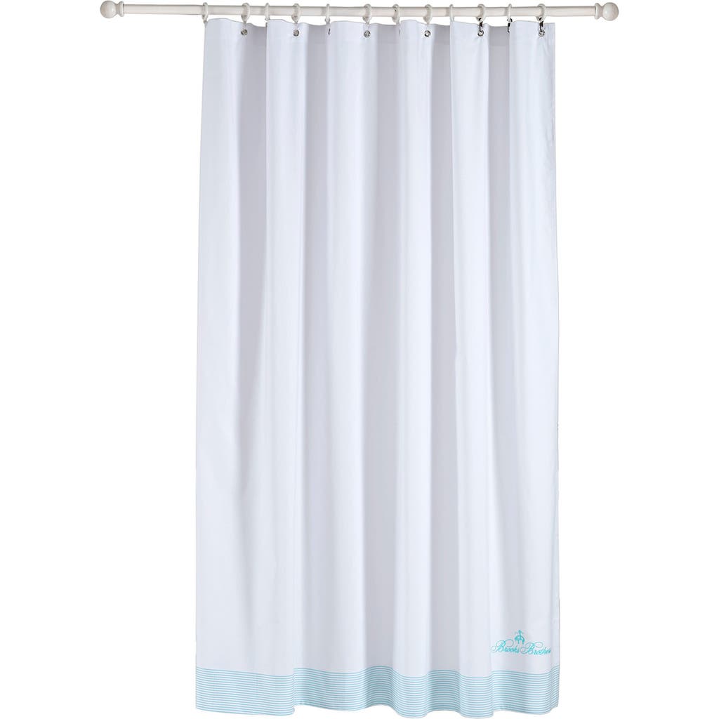 Shop Brooks Brothers Rope Stripe Border Shower Curtain In Sea Glass